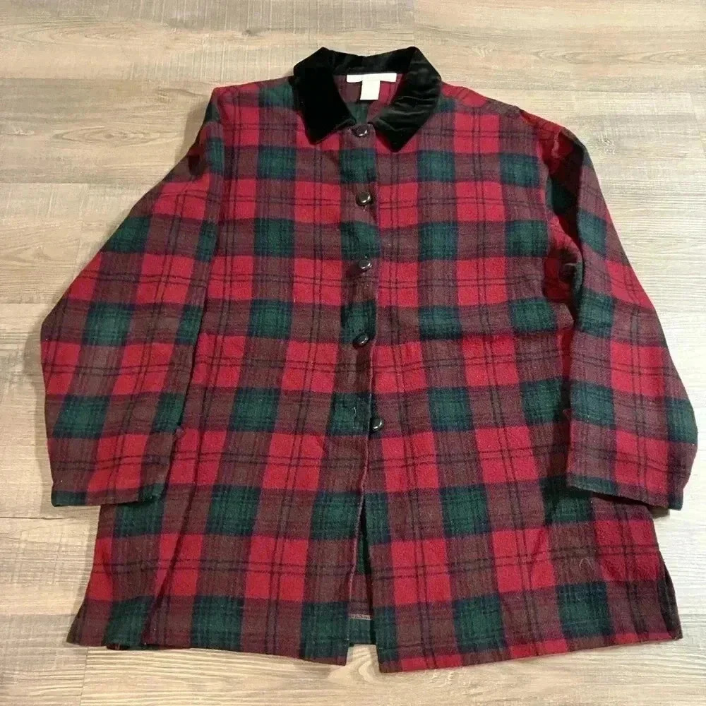The Limited Wool Blend Button Down Jacket Womens Medium Plaid